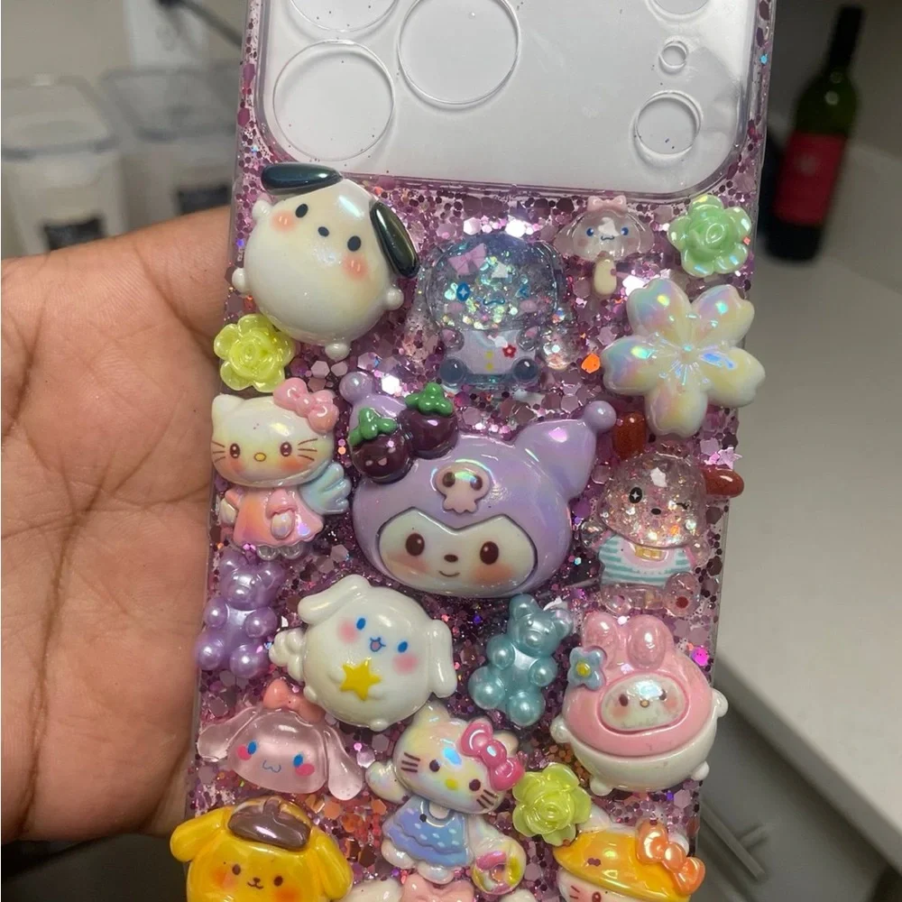 Cute Purple Decoden Phone Case – Decorative Character Design